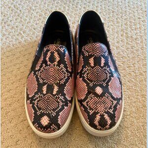 Cole Haan Pink and Black Snakeskin Slip On Sneakers, Size 8